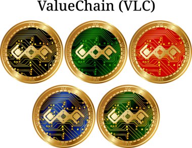 Set of physical golden coin ValueChain (VLC) clipart
