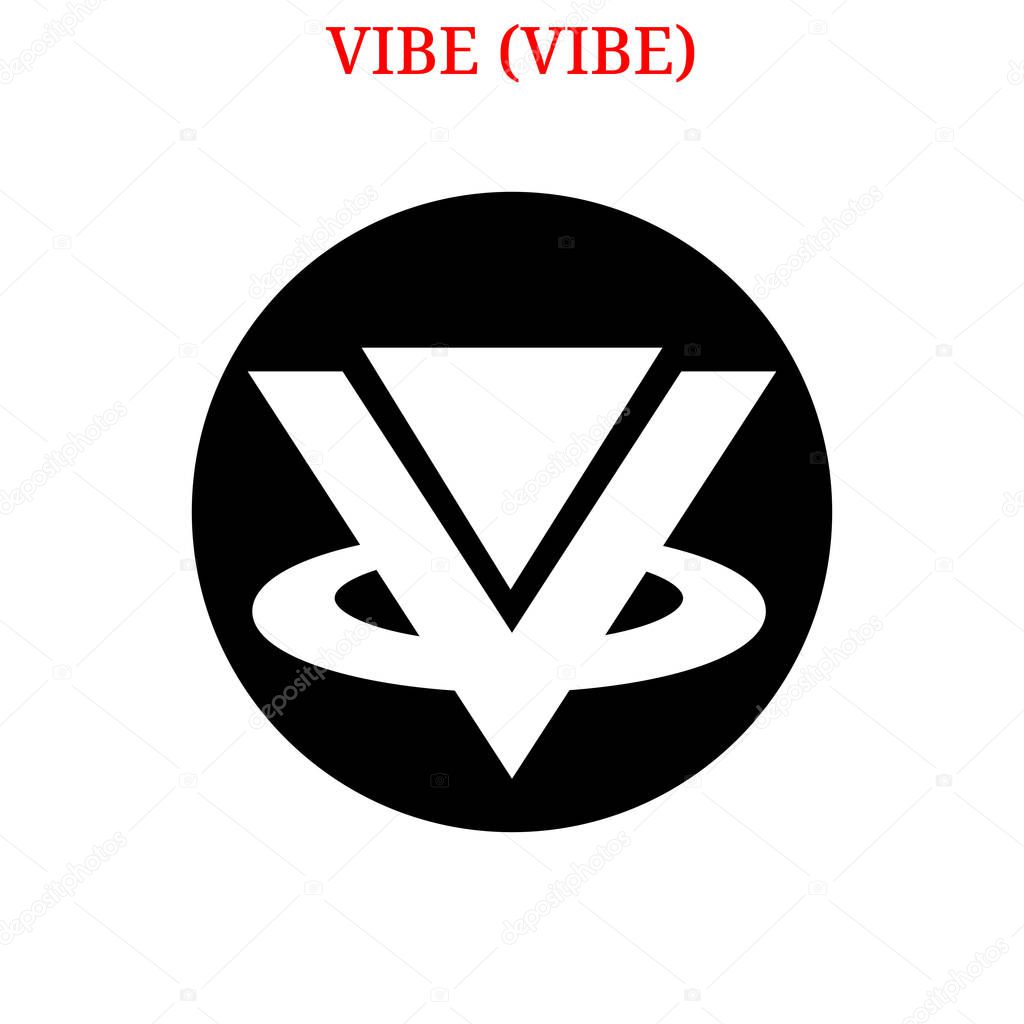 Vector VIBE (VIBE) digital cryptocurrency logo. VIBE (VIBE) icon. Vector illustration isolated on white background.