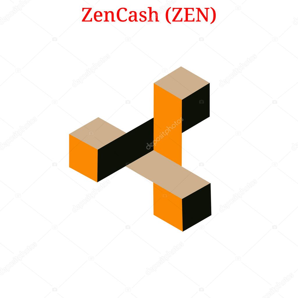 Vector ZenCash (ZEN) digital cryptocurrency logo. ZenCash (ZEN) icon. Vector illustration isolated on white background.