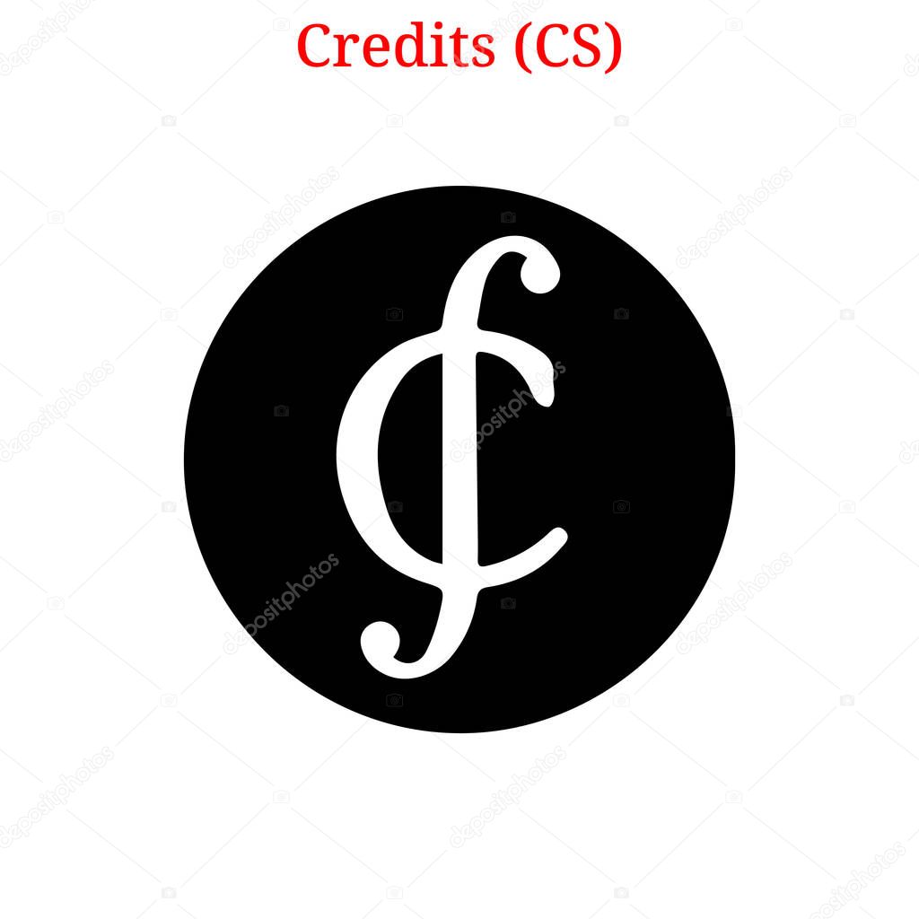 Vector Credits (CS) digital cryptocurrency logo. Credits (CS) icon. Vector illustration isolated on white background.