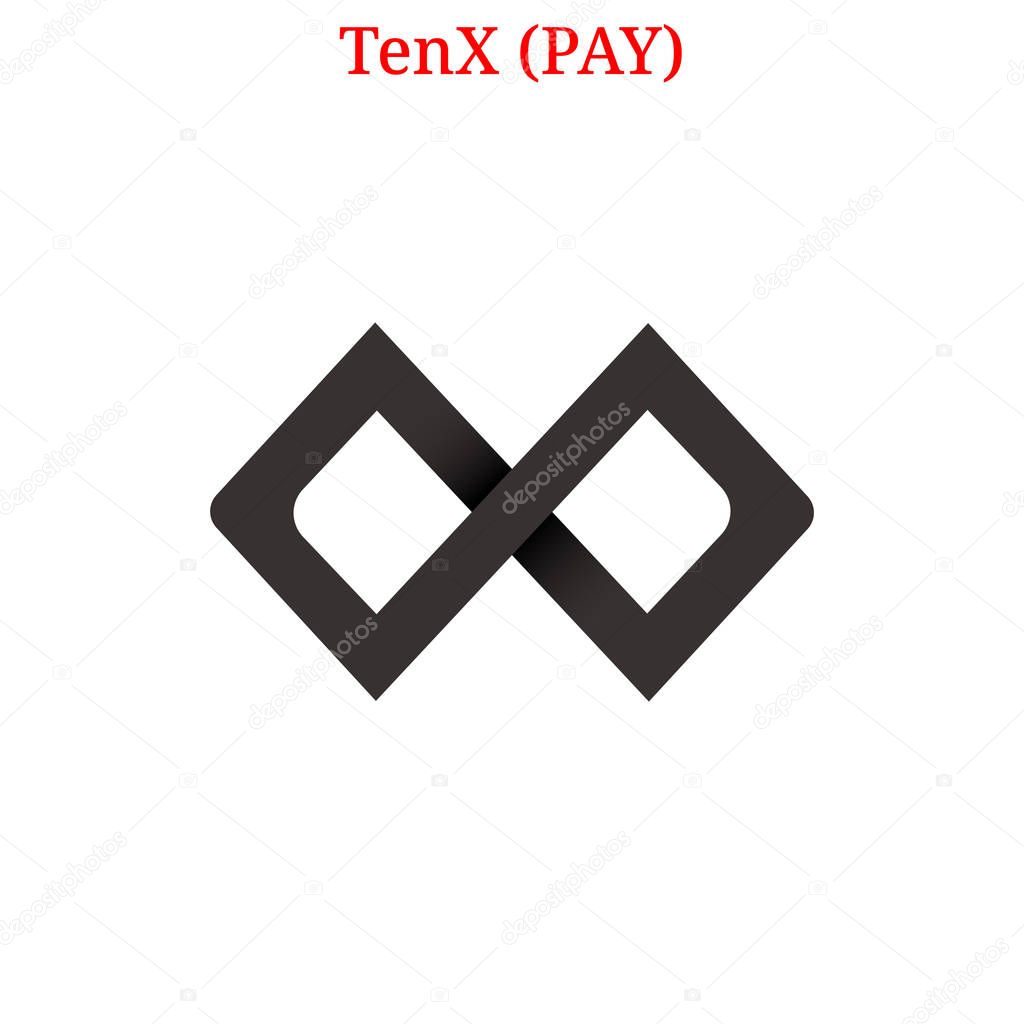 Vector TenX (PAY) digital cryptocurrency logo. TenX (PAY) icon. Vector illustration isolated on white background.
