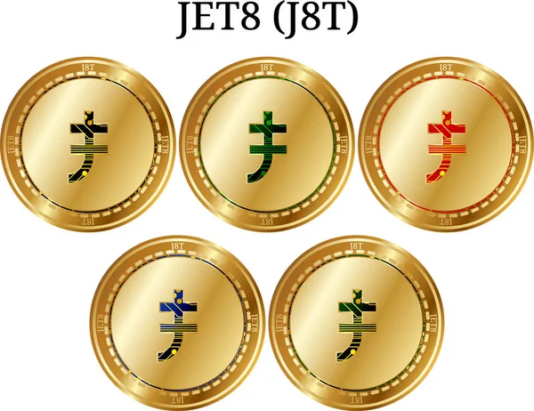 Conjunto de moedas físicas de ouro JET8 (J8T ) — Vetor de Stock