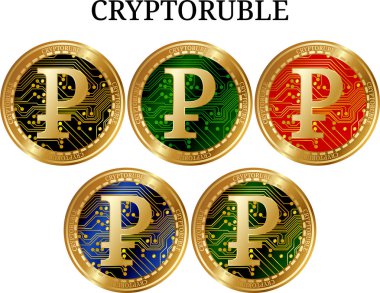 Fiziksel altın sikke Cryptoruble kümesi