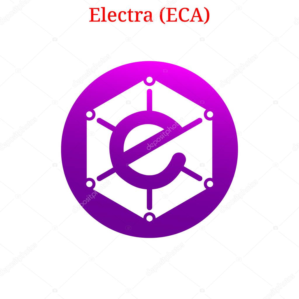 Vector Electra (ECA) digital cryptocurrency logo. Electra (ECA) icon. Vector illustration isolated on white background.
