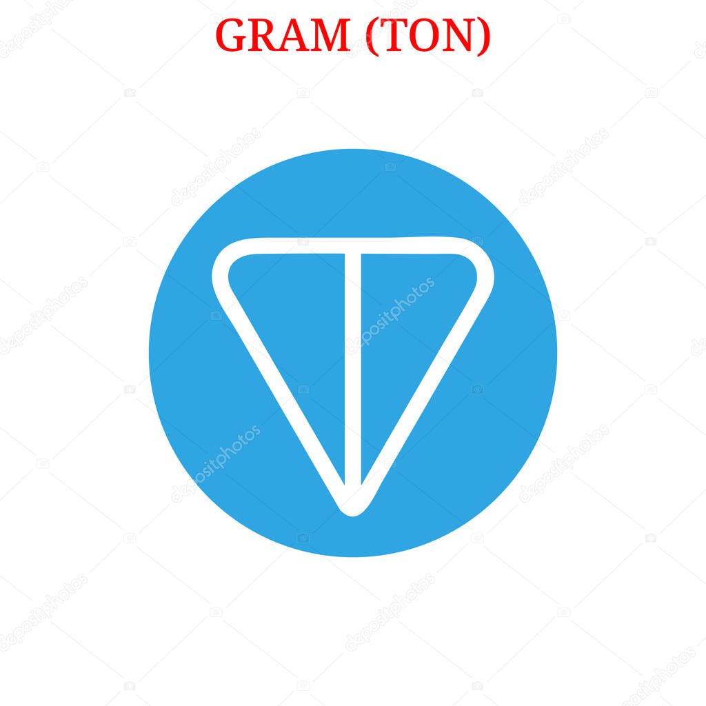 Vector GRAM (TON) digital cryptocurrency logo. GRAM (TON) icon. Vector illustration isolated on white background.