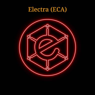 Kırmızı neon Electra (Eca) cryptocurrency sembolü