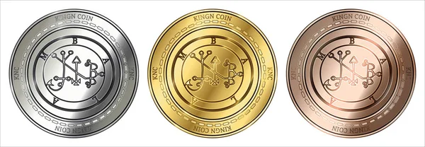 Conjunto de moedas KingN Coin (KNC) . — Vetor de Stock