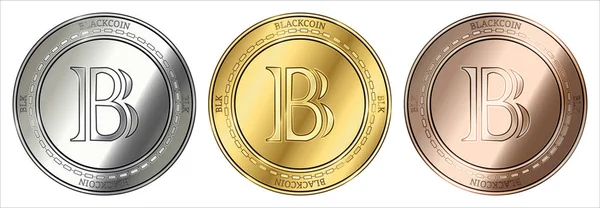 Набор монет BlackCoin (BLK) . — стоковый вектор