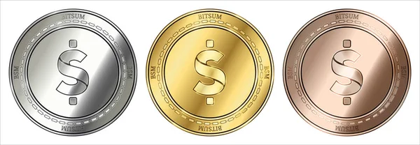 Набор монет Bitsum (BSM) . — стоковый вектор