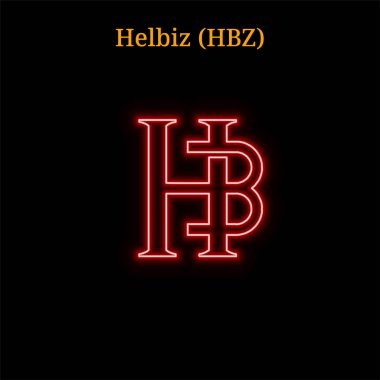 Kırmızı neon Helbiz (Hbz) cryptocurrency sembolü