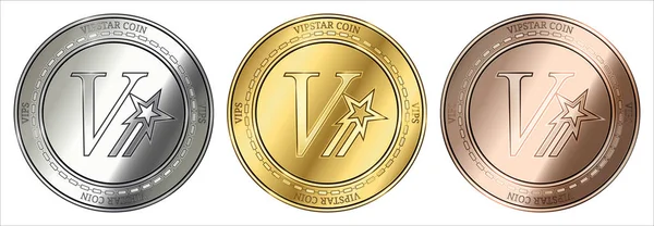 Vipstar coin (vips) Münzensatz. — Stockvektor