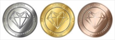  Gerçek zinciri (gerçek) para seti.