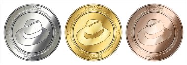  Fedoracoin (ipuçları) para seti.