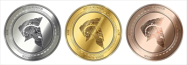 Набор монет Айдоса Кунина (ADK) . — стоковый вектор