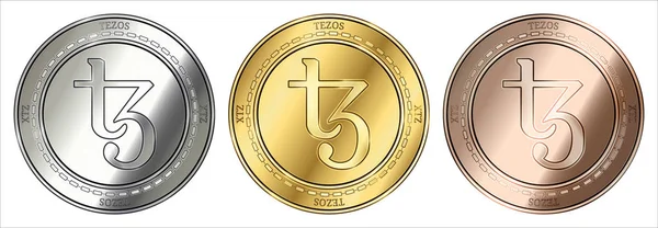 Набор монет Tezos (XTZ) . — стоковый вектор