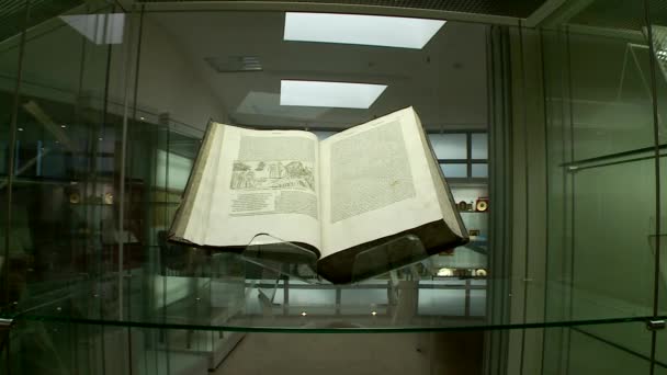 Livros antigos na biblioteca — Vídeo de Stock