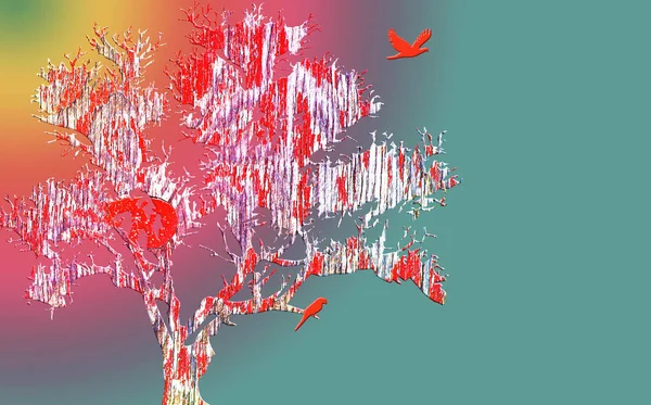 Abstracte Bonsai boom tegen de achtergrond van de Rainbow — Stockfoto