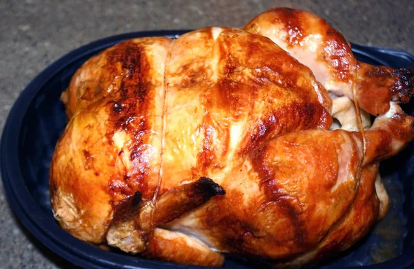 Delicioso Crujiente Horno Pollo Asado — Foto de Stock