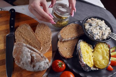 Patates sebze ve mantar ile hazırlanması