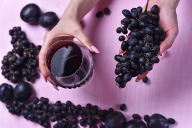 şarap, üzüm ve Erik bileşimi