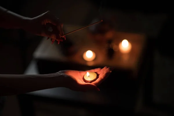 Ceremonia de té con velas — Foto de Stock