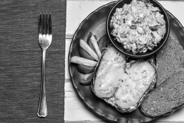 Fırında patates sebze ve mantar ile