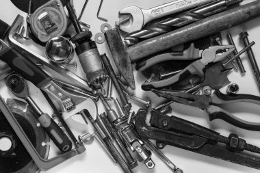 Gümüş rengi metal araçlar çalışma Mens