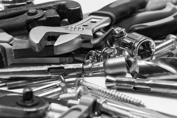 Mens working metal tools of silver color — Stock Photo, Image