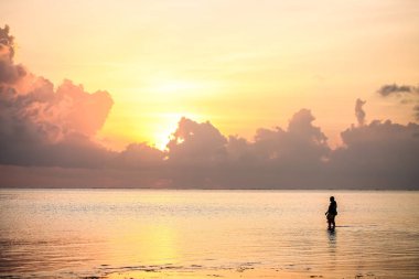 Akşam Sunset Beach. Denizde güzel gündoğumu. La
