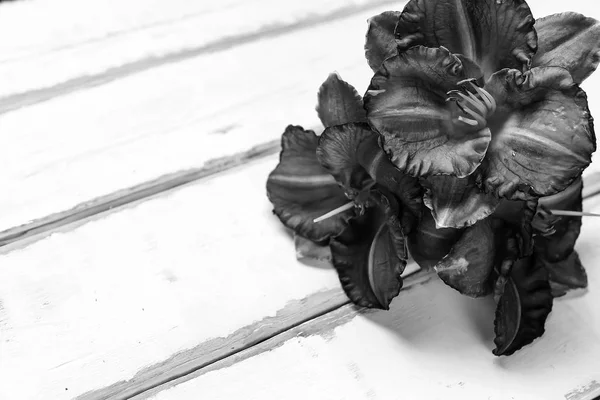 Flowers on a wooden table — Stock Photo, Image