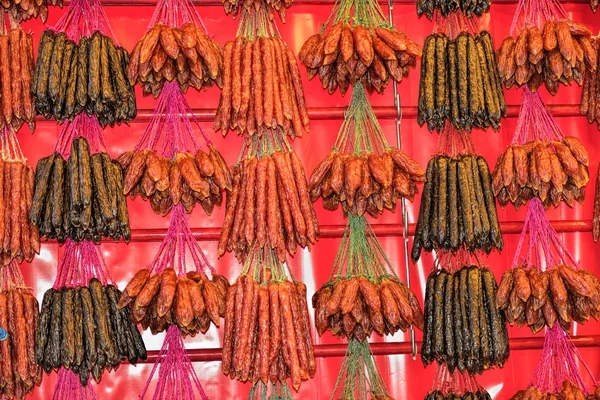 Chinese Sausages in the stall — Stock Photo, Image