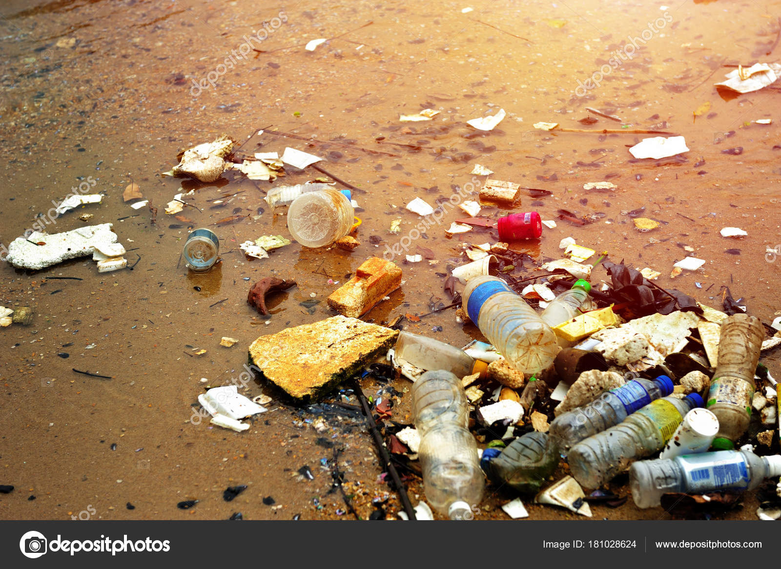 Pollution Plastique Dans Océan Concept Environnement Mise Point Sélective — Photographie ...