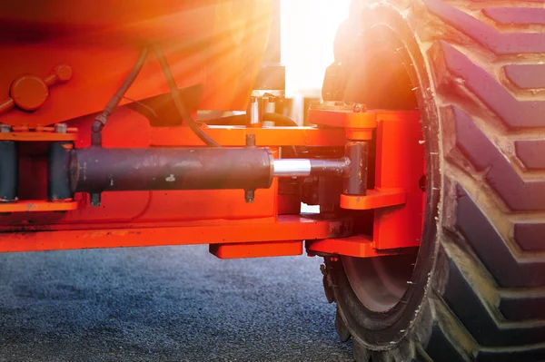 Ağır Inşaat Makinası Traktör Parçaları Seçici Odak Yakın Çekim — Stok fotoğraf
