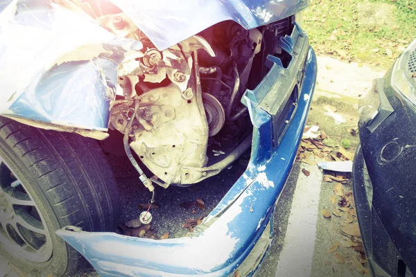 Coche Destrozado Después Accidente Deja Naufragio — Foto de Stock