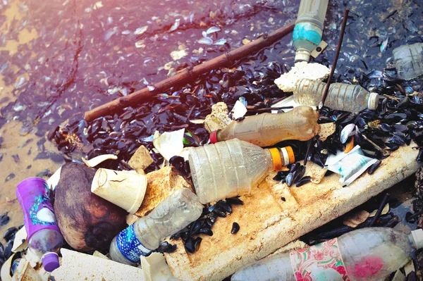 Plastic Pollution Ocean Environment Concept Selective Focus — Stock Photo, Image