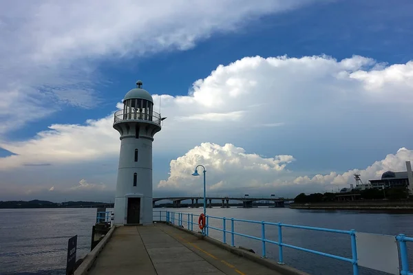 Johor Boğazı Girişinde Raffles Marina Lighthouse Singapur Adasının Batı Ucunun — Stok fotoğraf