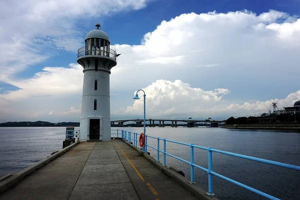 Johor Boğazı Girişinde Raffles Marina Lighthouse Singapur Adasının Batı Ucunun — Stok fotoğraf