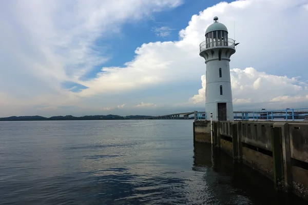 Johor Boğazı Girişinde Raffles Marina Lighthouse Singapur Adasının Batı Ucunun — Stok fotoğraf