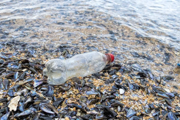 Plast Föroreningar Havet Miljö Koncept Selektiv Fokus Stockfoto