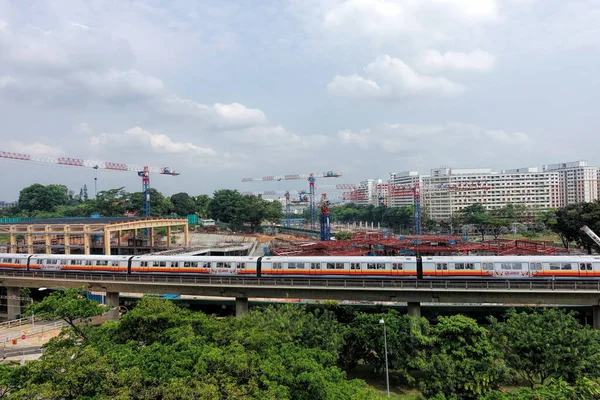 Sembawang Singapore Agosto 2019 Vista Diária Construção Guindastes Edifícios Construção — Fotografia de Stock