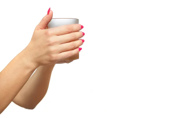 Cup Held Hands Woman Holds Her Hands Cup Cup Tea — Stock Photo, Image