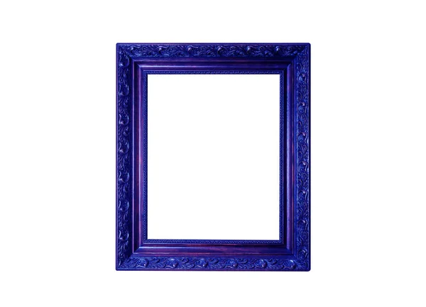 Houten Fotolijst Met Blank Oude Blauwe Houten Fotolijst Geïsoleerd Een — Stockfoto