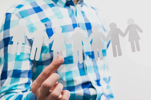 Selezione Dei Candidati Lavoro Reclutamento Uomo Sceglie Una Figura Ritagliata — Foto Stock