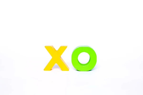 Yellow Letter Green Letter Isolated Wooden Alphabet Letter Letters Form — Stock Photo, Image