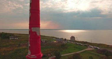 Paldiski kırmızı deniz feneri. Pakri yarımada, Baltık Denizi, Estonya