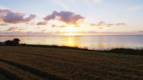 Vol Aérien Par Drone Dessus Magnifiques Levers Soleil Bord Côte — Video