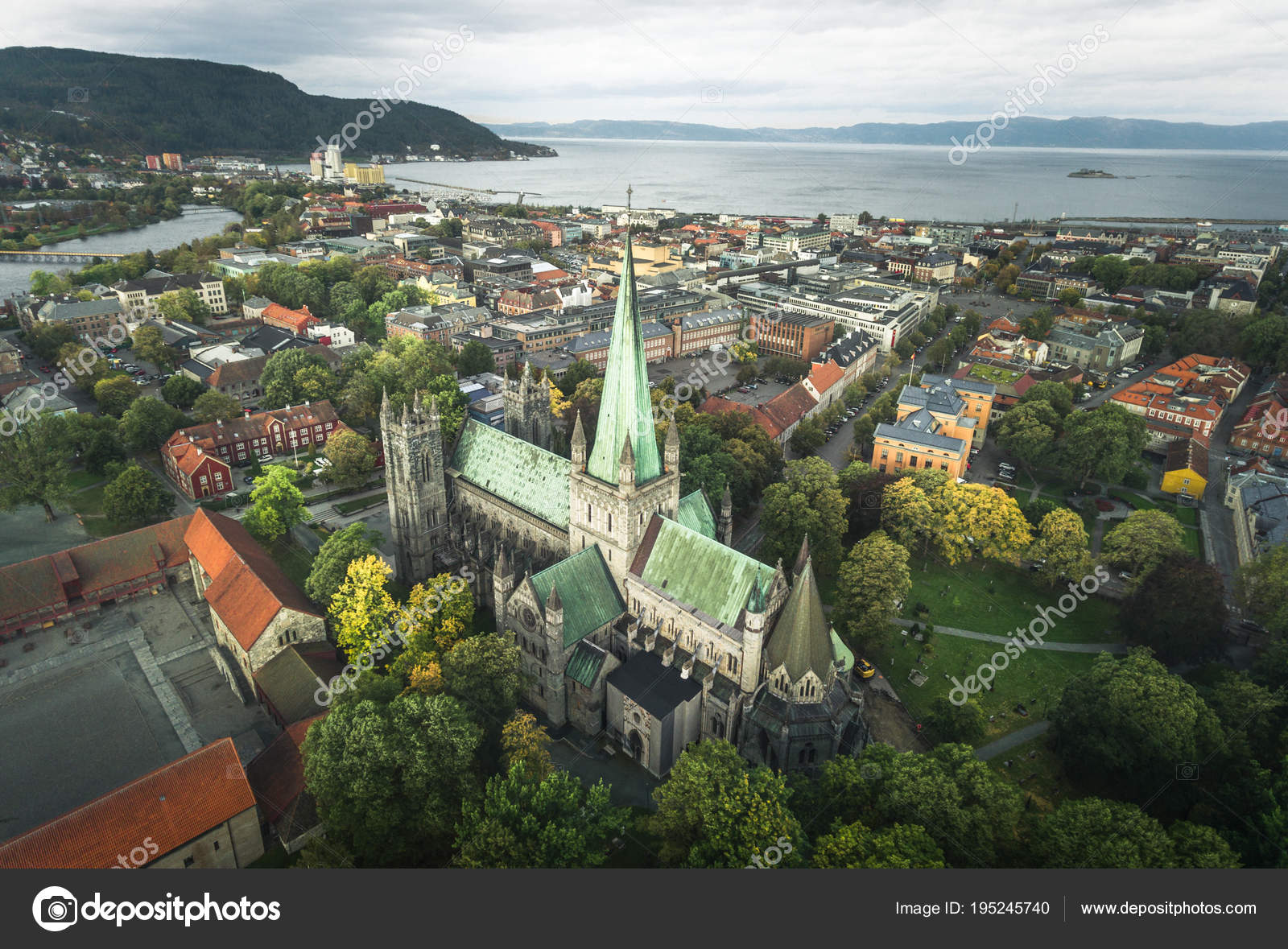 Nidarosdomen Cathedral Trondheim Norway Drone Perspective ...