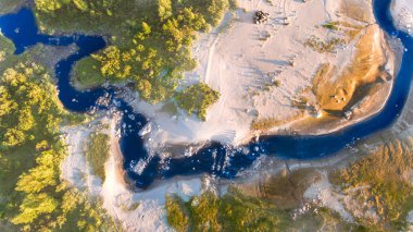 Norveç'te doğal günbatımı manzara güzel hava dron görünümü