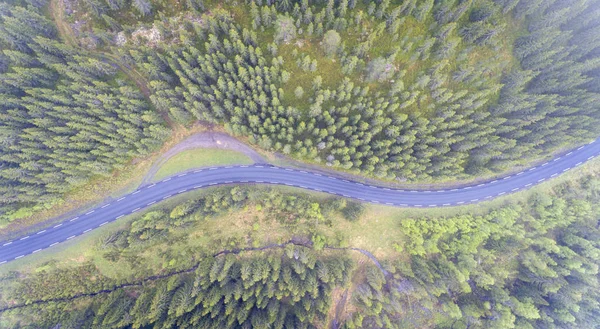 Perspectiva Visão Superior Por Drone Estrada Recém Asfaltada Longa — Fotografia de Stock