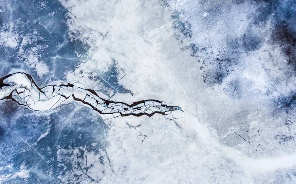 Top View Frozen Cold Arctic Landscape Blue Ice White Snow — Stock Photo, Image